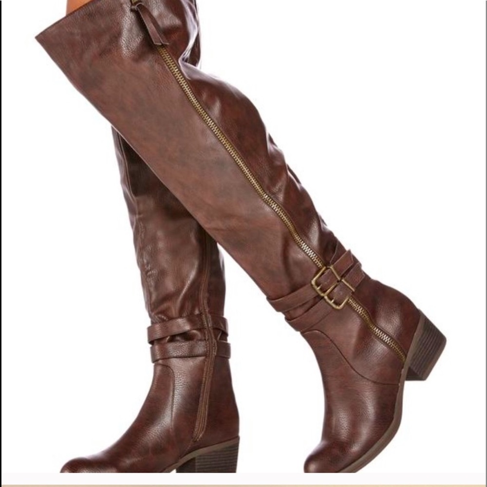 Worn 2x JUST FAB BOOTS SIZE 10 thigh high brown